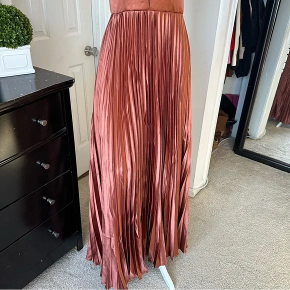 Lulu's Strapless Copper Pleated Dress - Picture 8 of 16
